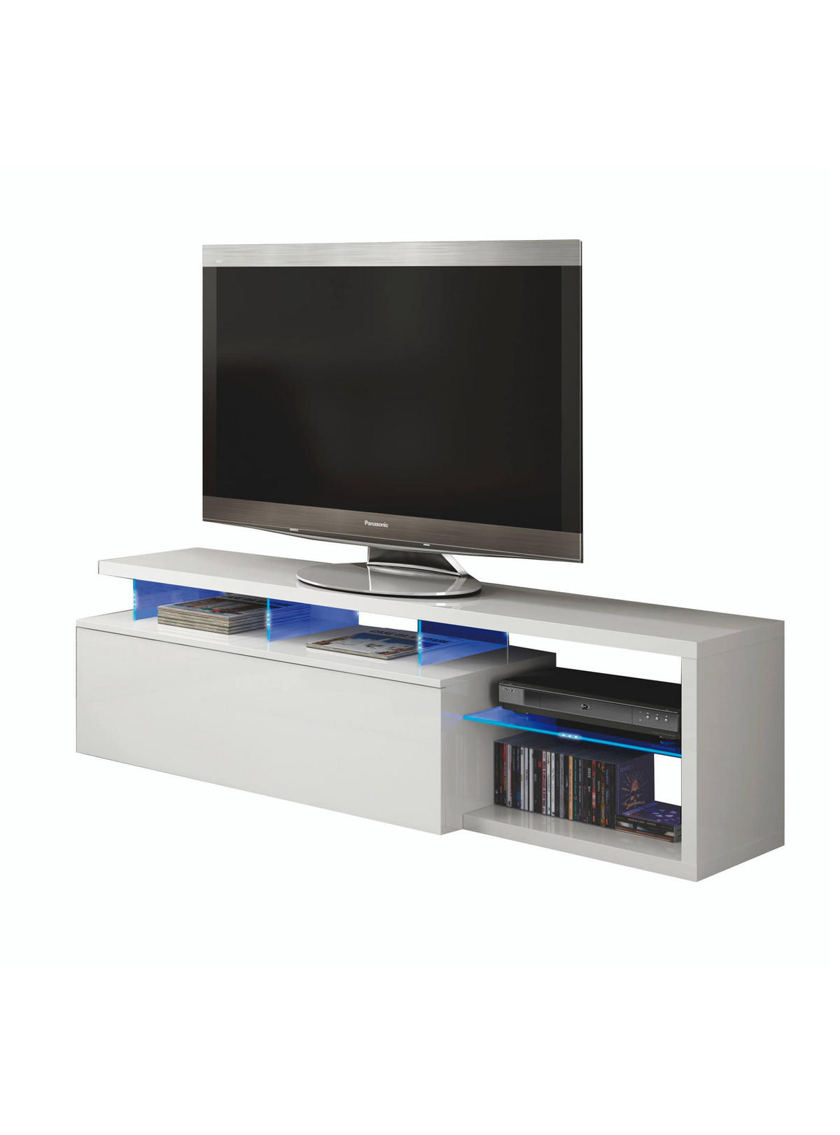 FERNSEHSCHRANK Glänzendes Weiß 41/150/50 cm - Weiß, Holzwerkstoff (150/50/41cm) - DMORA