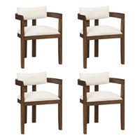 ARMLEHNSTUHL-SET DE-35822 4 Stück mit Leinenbezug Walnuss - Walnussfarben, Holz (60.5/78.5/57.5cm) - ComfortXL
