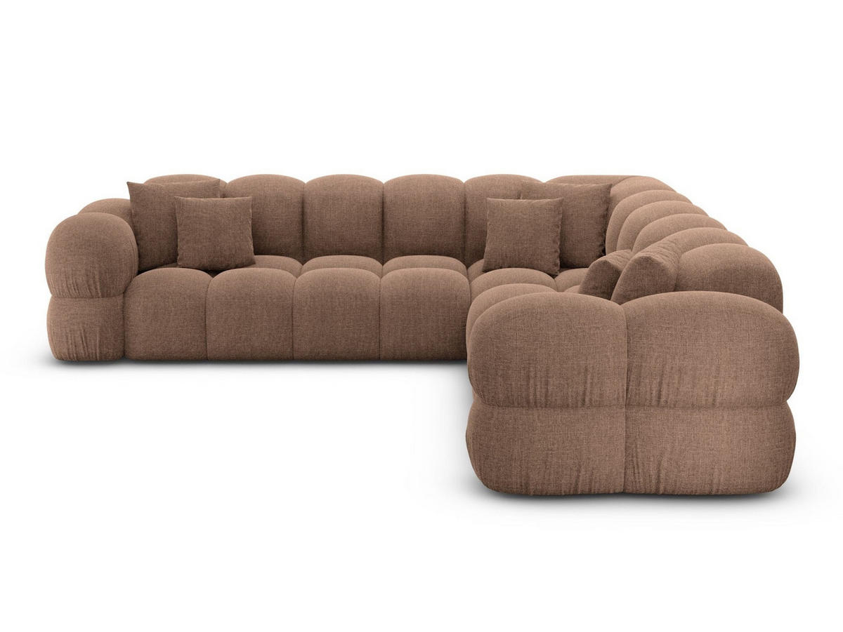 COUCH Monteverde L-Form Braun Strukturstoff - Braun, Textil (253/253cm)