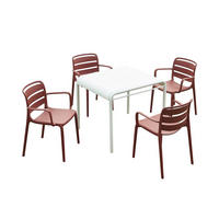 GARTENESSGRUPPE im Set - 4 -Sitzer - Polypropylen - terracotta, weiß - MOAH - Weiß, Kunststoff - Vente-Unique