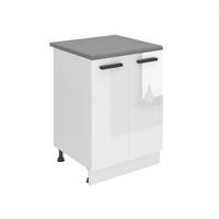 KÜCHENUNTERSCHRANK 60 cm SD2 mit Arbeitsplatte, 2 Türen, Weiß Hochglanz - Weiß, Holz (60/85/51.6cm) - B BELINI GROUP
