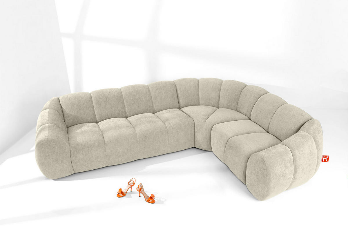 ECKSOFA RECHTS FLAVA, Ecru - Ecru, Holz/Holzwerkstoff (310/230cm) - KONSIMO®