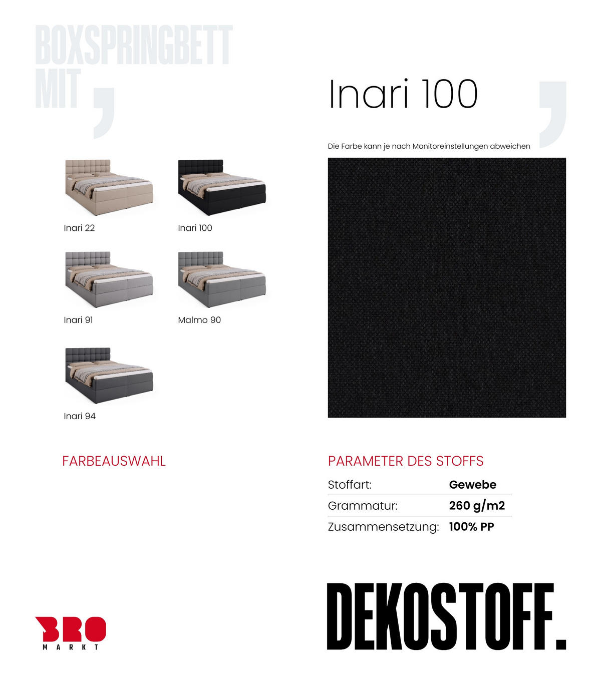 BOXBETT Dakota mit Topper 160/200 Schwarz - Schwarz, Textil (160/200cm) - Bromarkt
