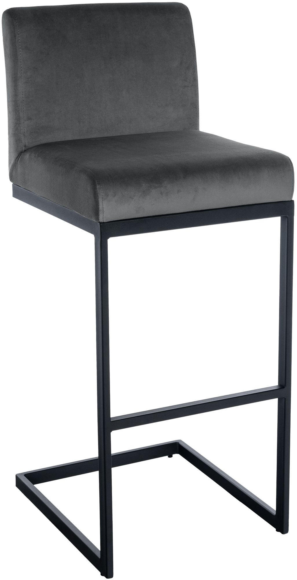 BARHOCKER Samt Dunkelgrau - Dunkelgrau/Schwarz, Textil/Metall (43/104/53cm) - CLP