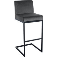 BARHOCKER Samt Dunkelgrau - Dunkelgrau/Schwarz, Textil/Metall (43/104/53cm) - CLP
