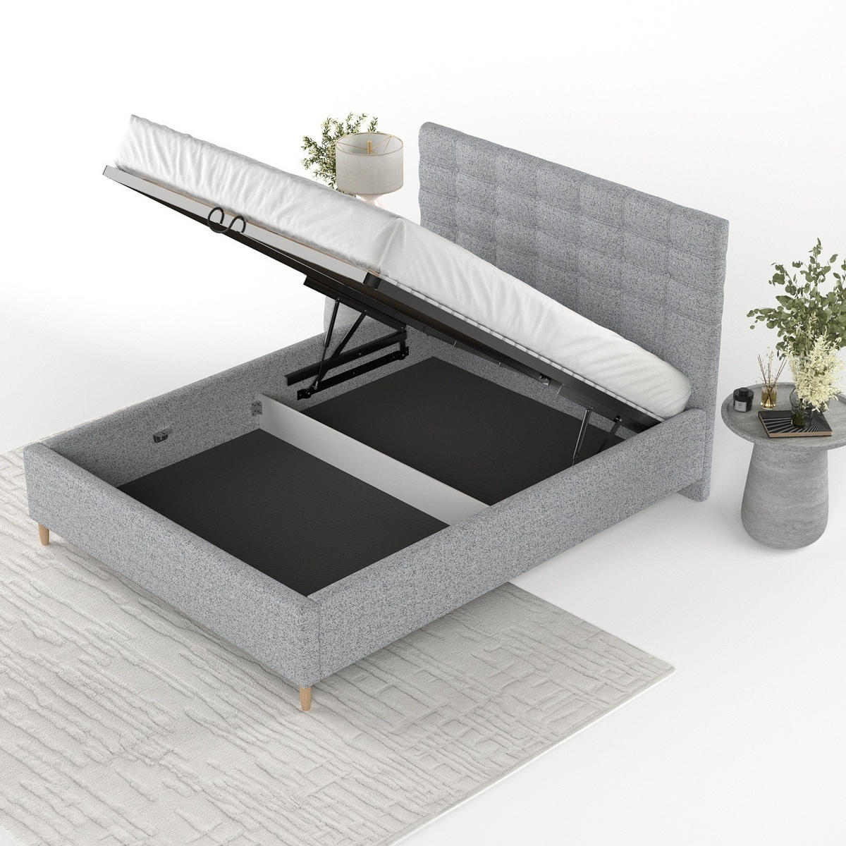 POLSTERBETT Soma 180/200 cm Grau im Riva Stoff - Naturfarben/Grau, Holz/Holzwerkstoff (180/200cm) - AltaBeds