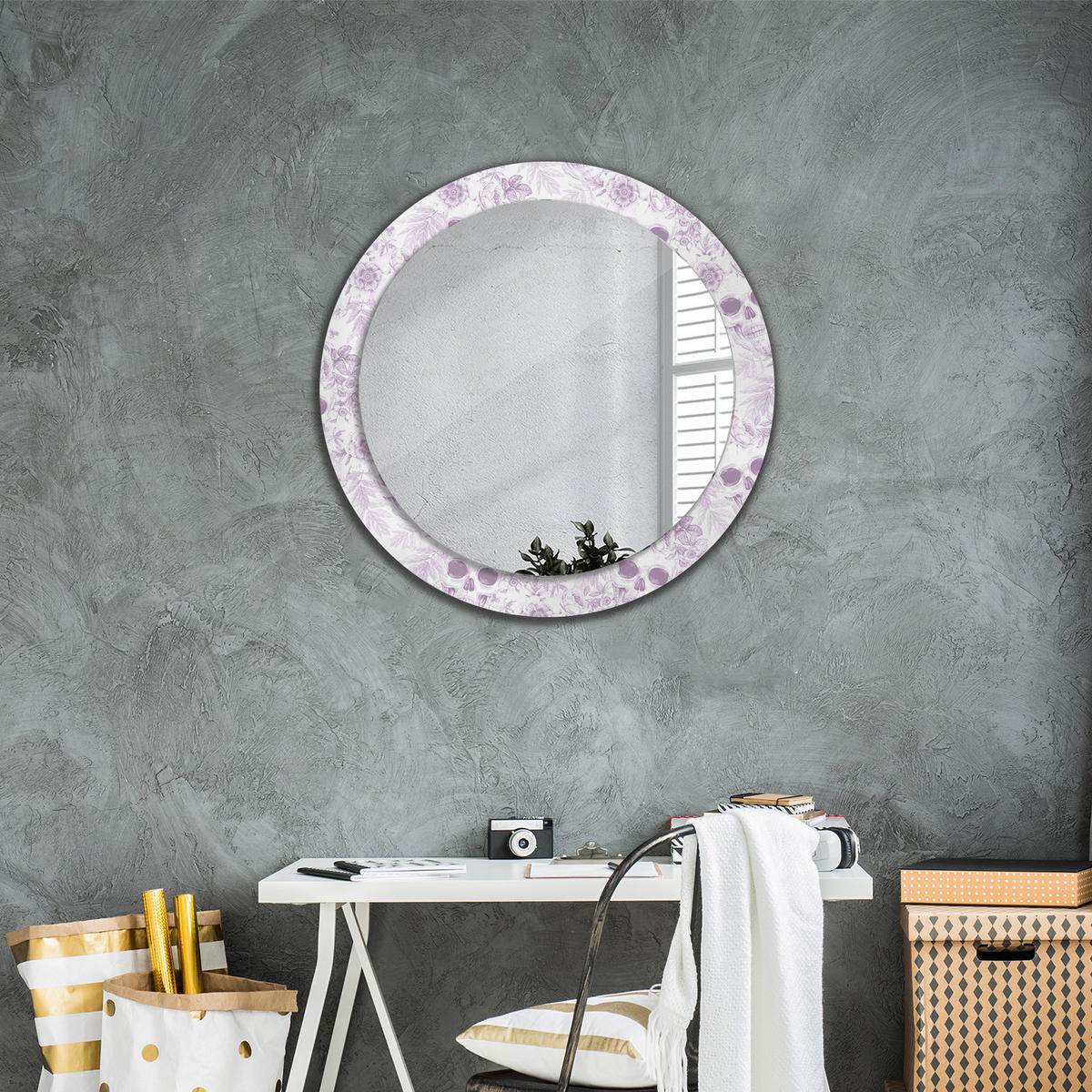 SPIEGEL Rund Ø 80 cm mit Aufdruck - Violett, Glas (80/80/0.4cm) - Wallfluent