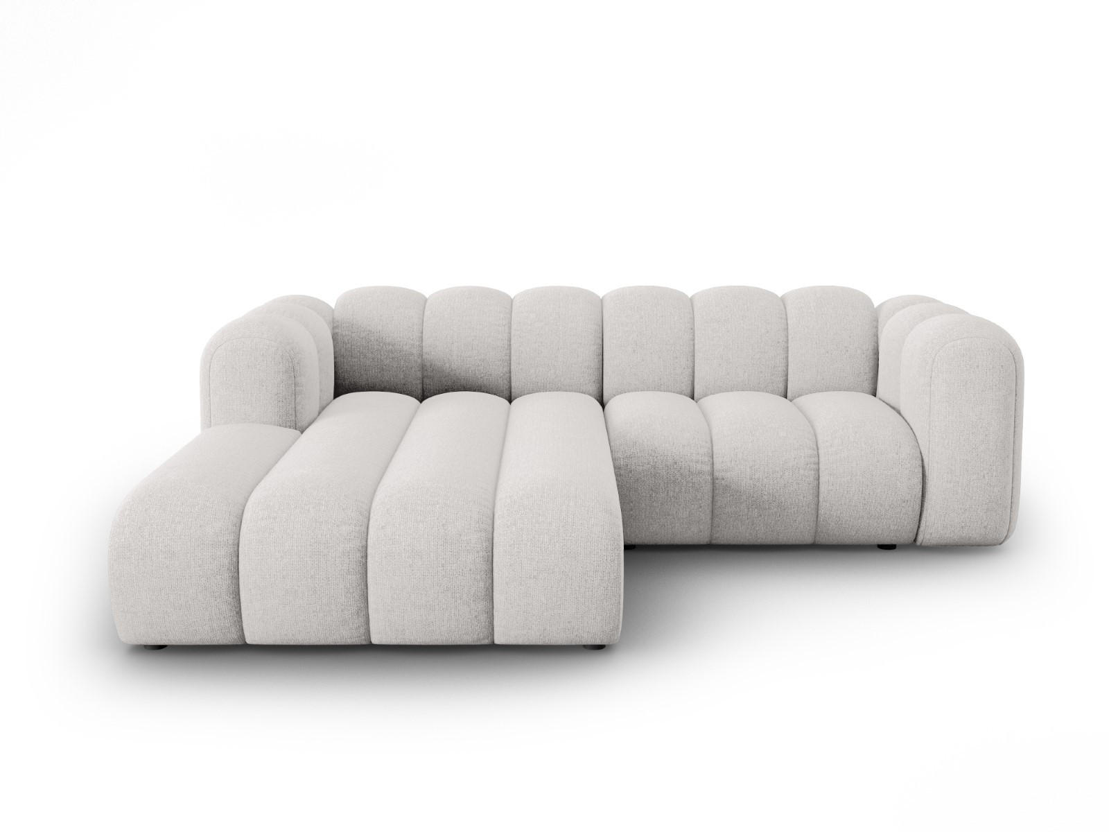 ECKSOFA modular links Lupine aus Chenille-Stoff hellgrau 3 Sitzplätze - Hellgrau, Textil (177/230cm) - Micadoni