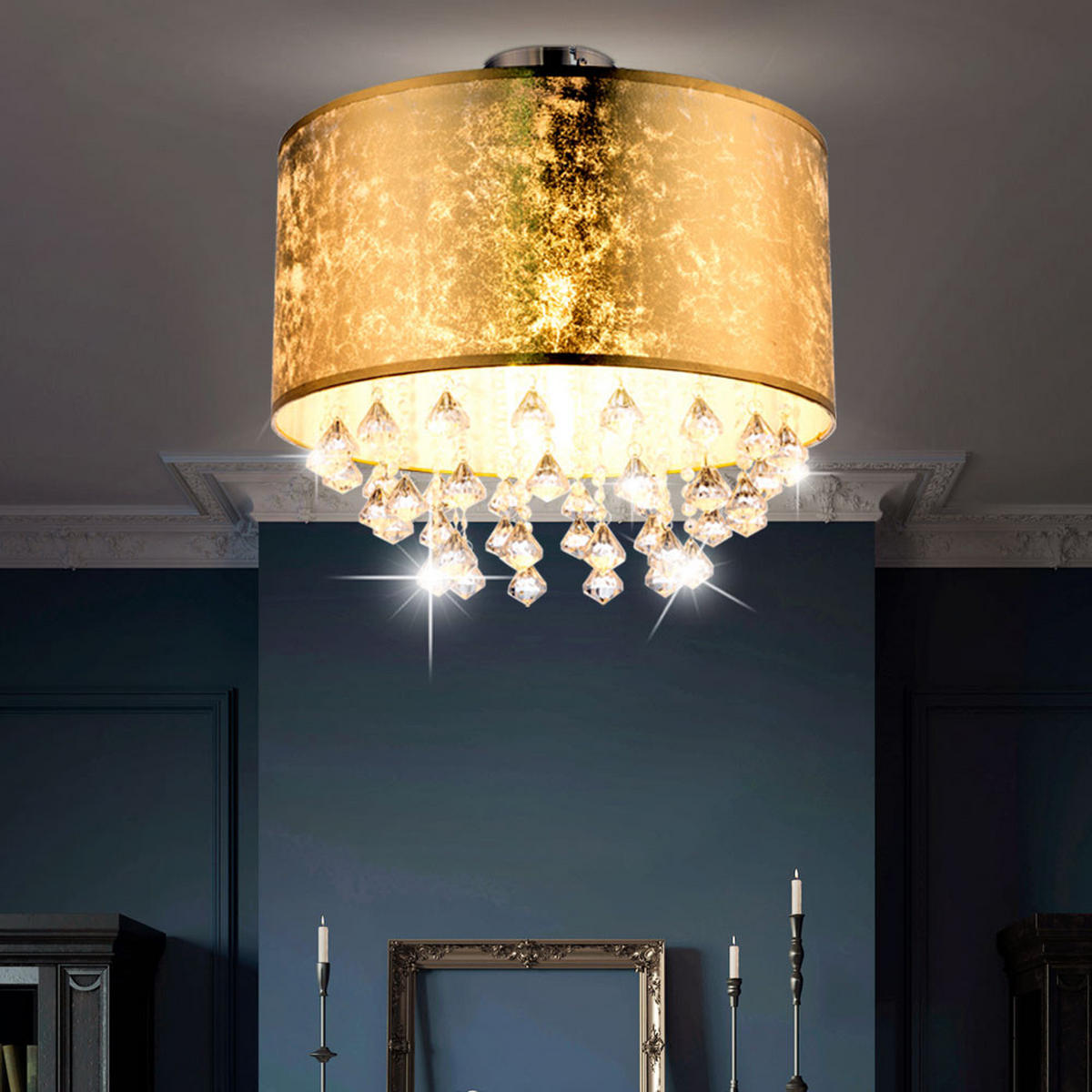 LED DECKENLEUCHTE Metall Gold - Goldfarben, Metall (30/30/31cm) - Globo Lighting