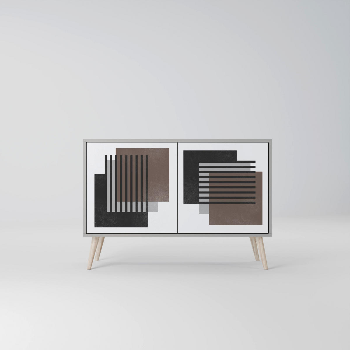 SIDEBOARD SHADOW SYNCHRONY, Eicheneffekt, 111x42x77,5 cm, 2 Türen - Eichefarben/Buchefarben, Holzwerkstoff/Buchenholz (111/77.5/42cm) - SpaceRebels