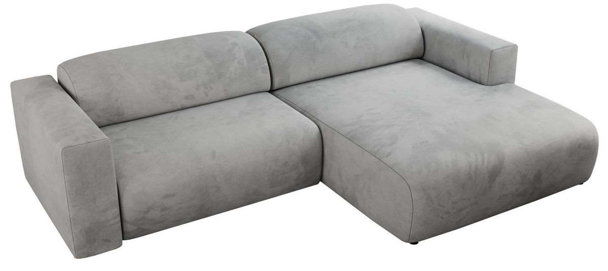 ECKSOFA PASADENA Hellgrau Velvet - Rechts Seite - Hellgrau/Schwarz, Kunststoff/Textil (180/288cm) - MKS