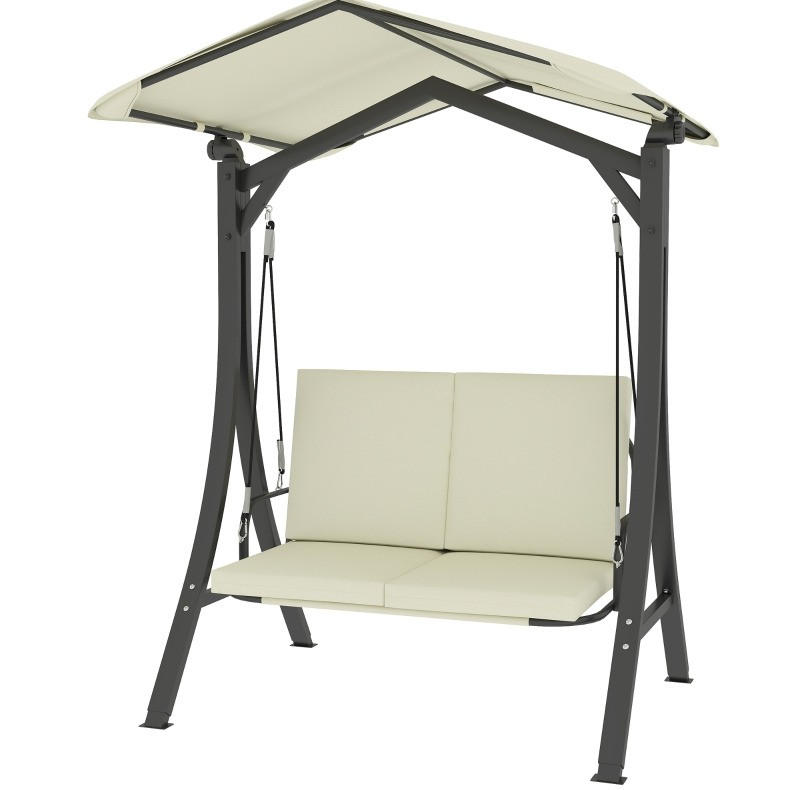 HOLLYWOODSCHAUKEL aus Polyester 150x120x182 cm in Beige mit verstellbarem Sonnendach - Beige, Textil (120/182/150cm) - Modfu