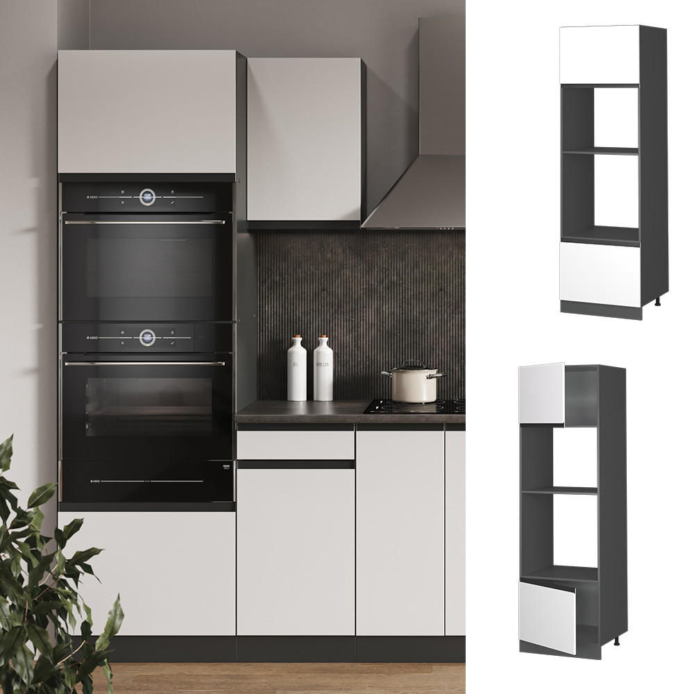 MIKROWELLENSCHRANK R-Line Weiß 60 cm J-Shape - Anthrazit/Weiß, Holzwerkstoff (60/206.8/57.2cm) - Vicco