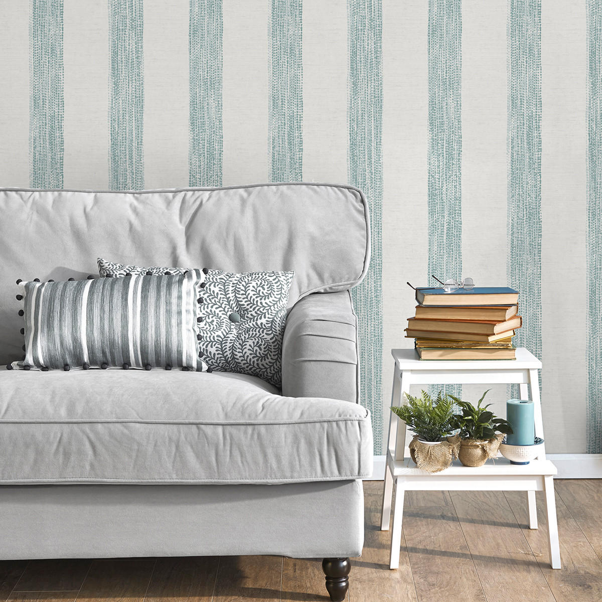 TAPETE gemalte Streifen 53 cm x 10,05 m - Blau, Papier (53/1000cm) - Sanders & Sanders