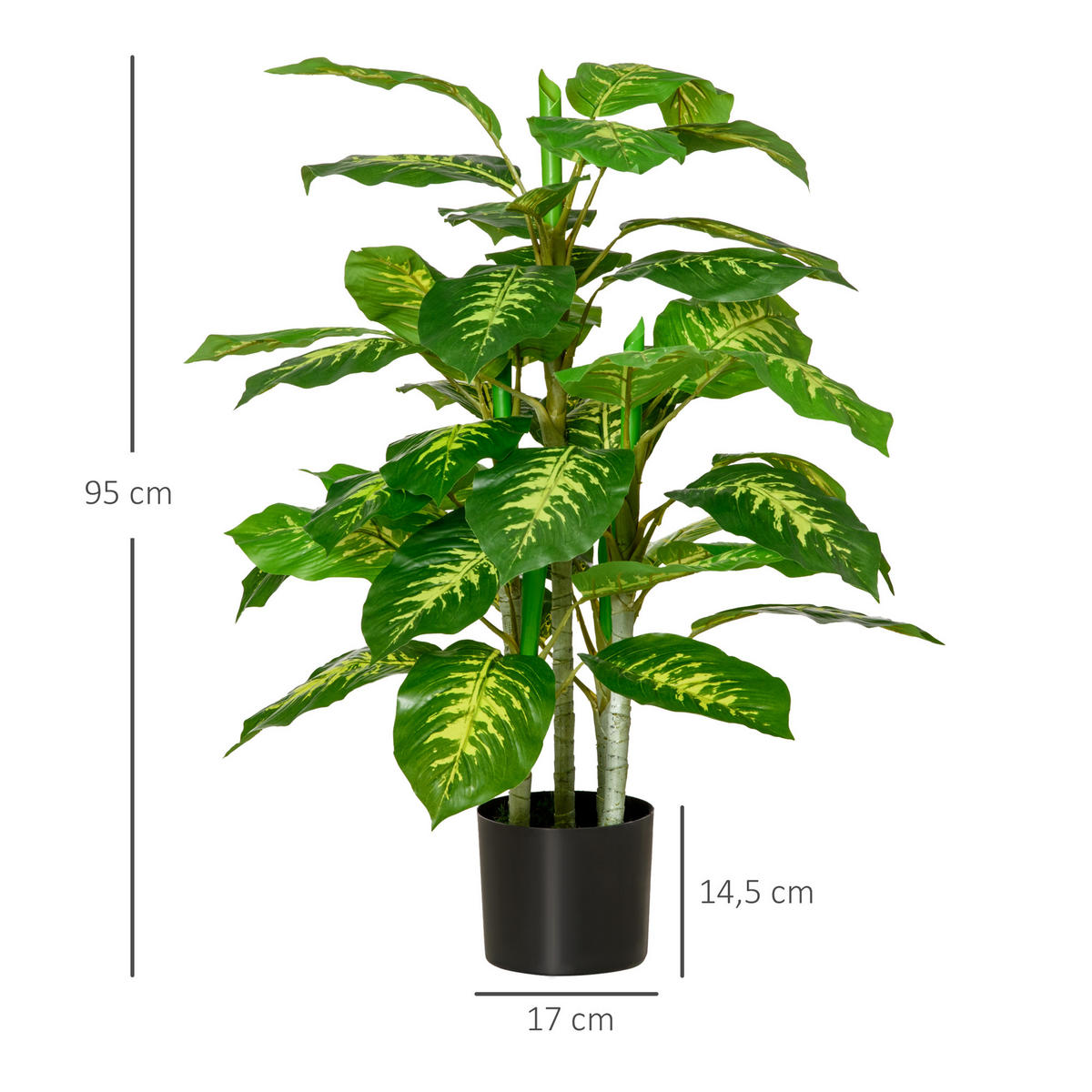 KÜNSTLICHE Dieffenbachie groß 95 cm - Grün, Kunststoff (95cm) - HOMCOM