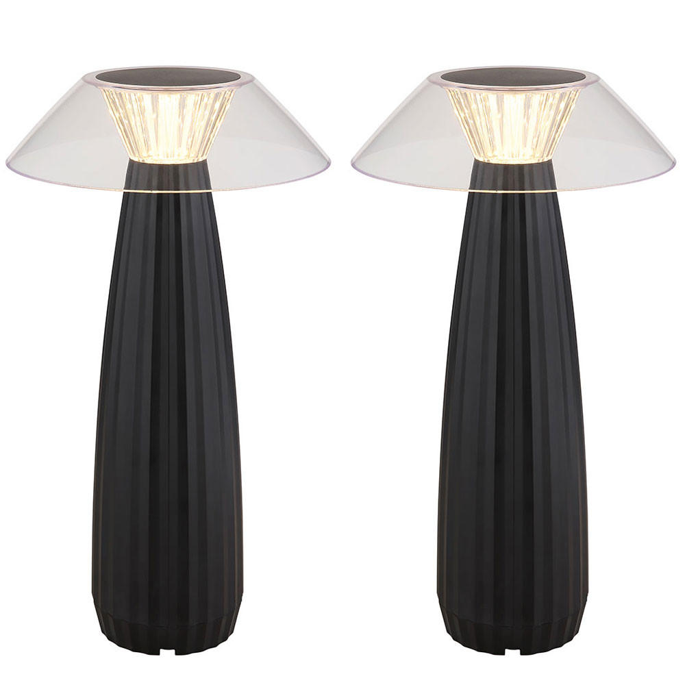 LED TISCHLEUCHTE ILLUMI Kunststoff Schwarz matt 2-tlg. - Schwarz, Kunststoff (15.4/15.4/28cm) - Globo Lighting