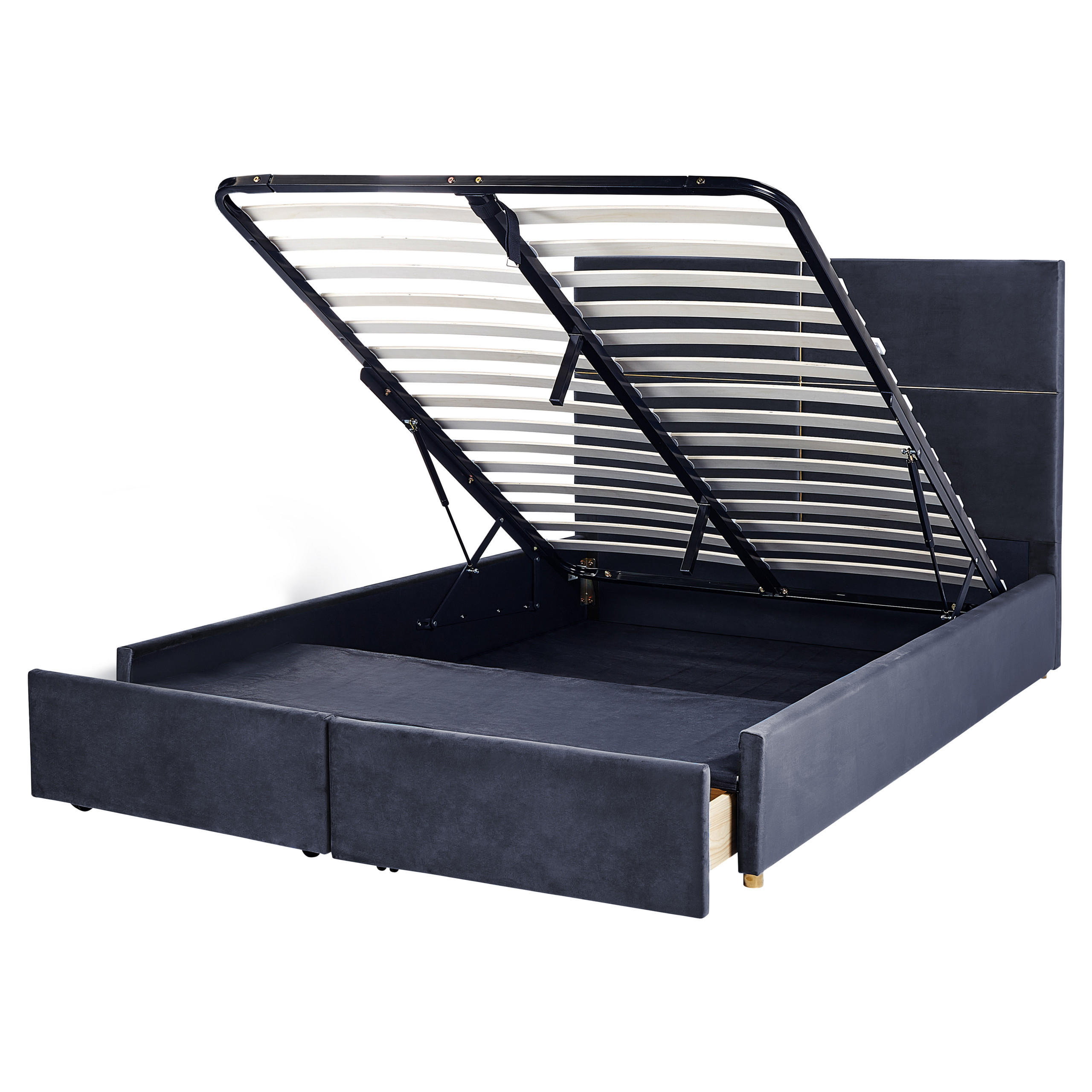 BETT mit Stauraum 160x200 cm Schwarz Vernoyes - Schwarz, Textil (160/200cm) - Beliani