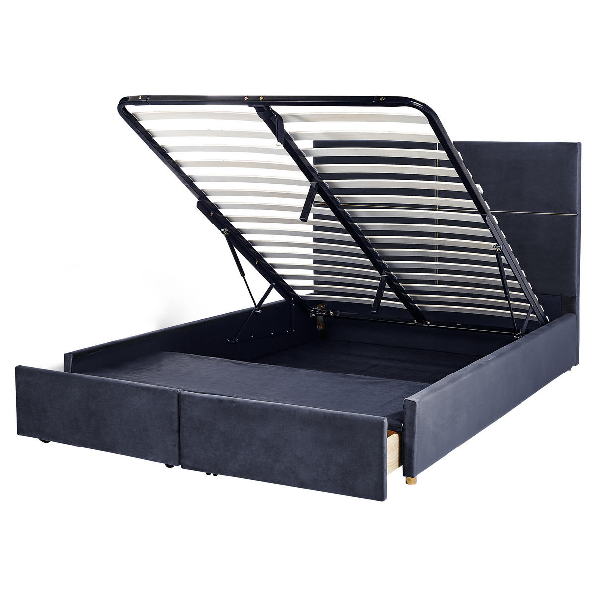 BETT mit Stauraum 160x200 cm Schwarz Vernoyes - Schwarz, Textil (160/200cm) - Beliani