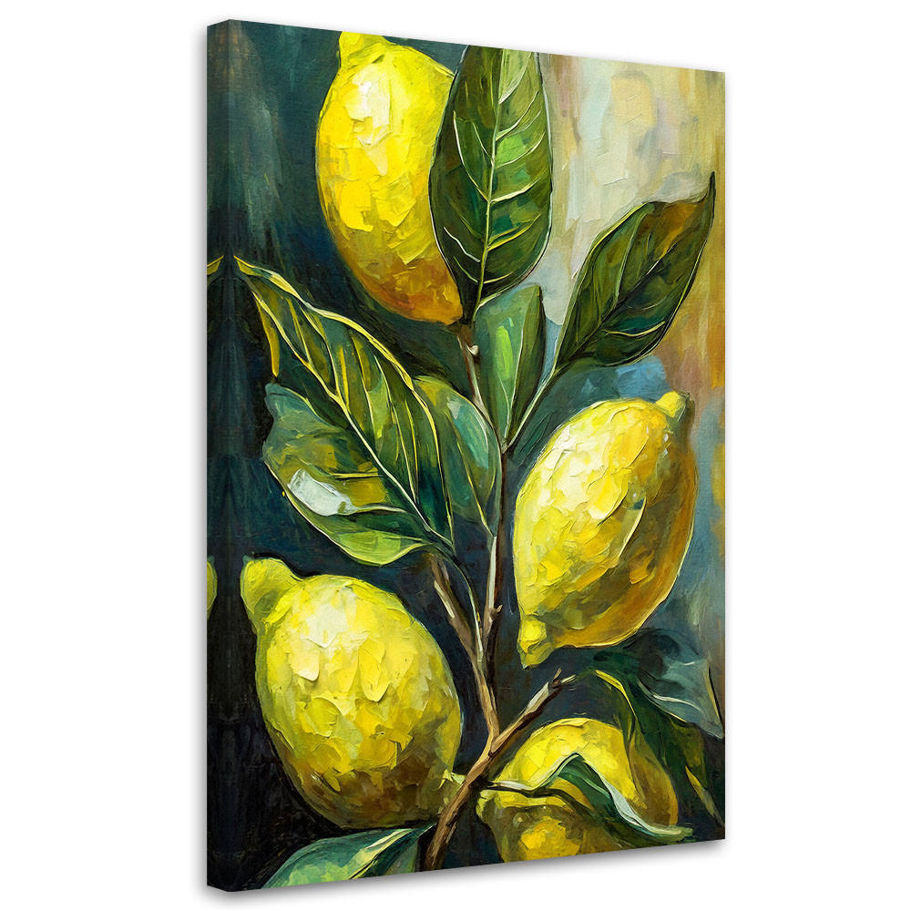 LEINWANDBILD Zitronen und Blätter 70x100cm - Grün, Textil (70/100cm) - Feeby