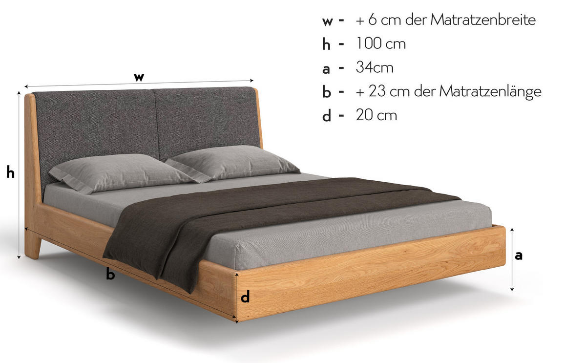 MASSIVHOLZBETT Lumo aus Eiche 200x200 cm - Eichefarben/Braun, Holz (200/200cm) - Danzz