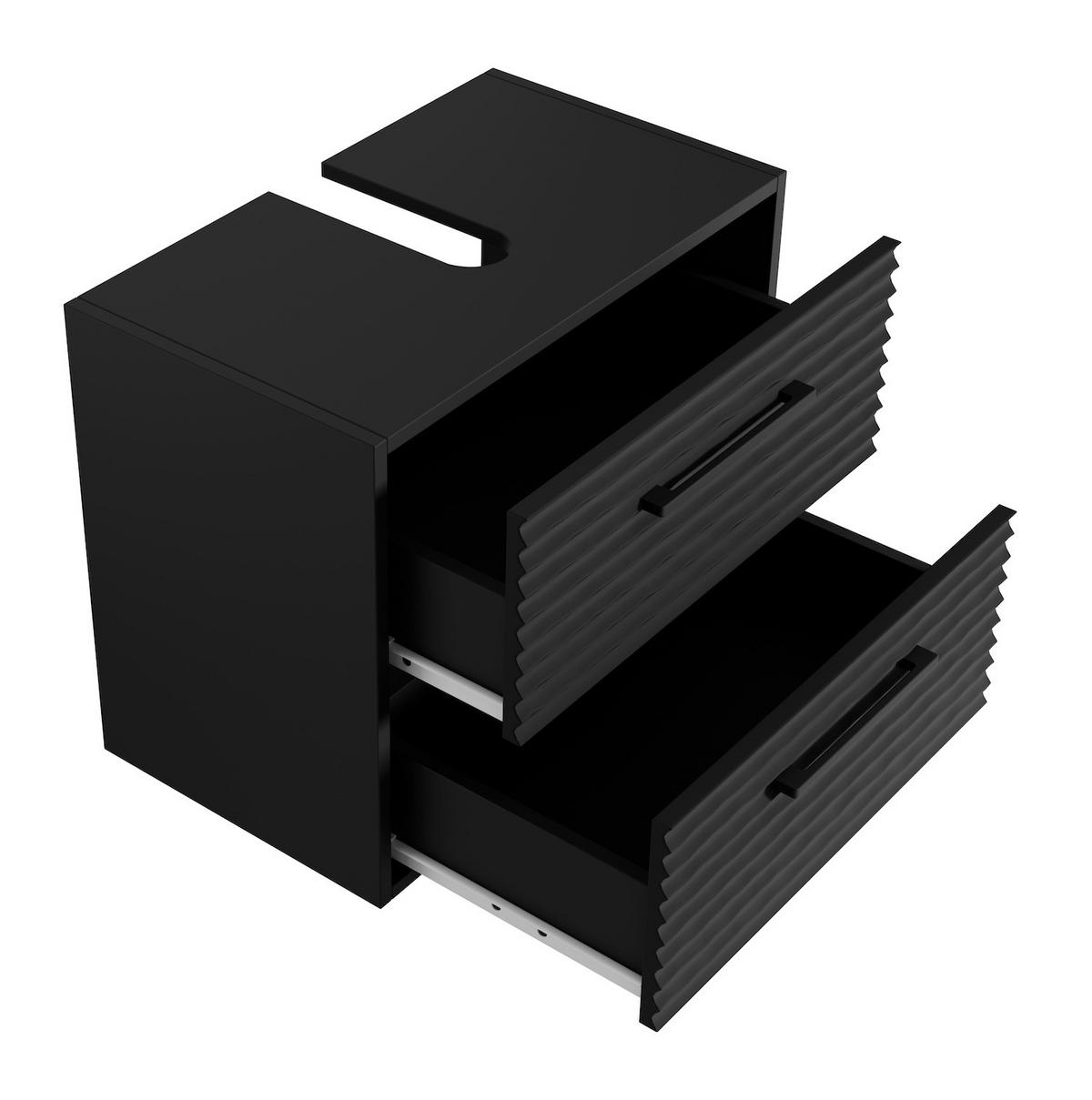 WASCHBECKENUNTERSCHRANK Etna 2 Schubladen Schwarz Matt - 60 x 35 x 50 cm - Schwarz, Holz (60/50/35cm) - Badplaats
