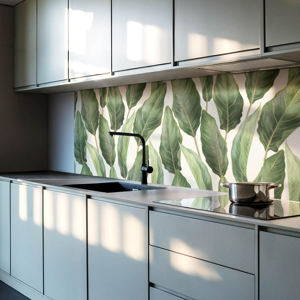 WANDPANEEL 120x60 cm selbstklebend Tropica - Hellgrau, Kunststoff (60/1.6/120cm) - Wallfluent