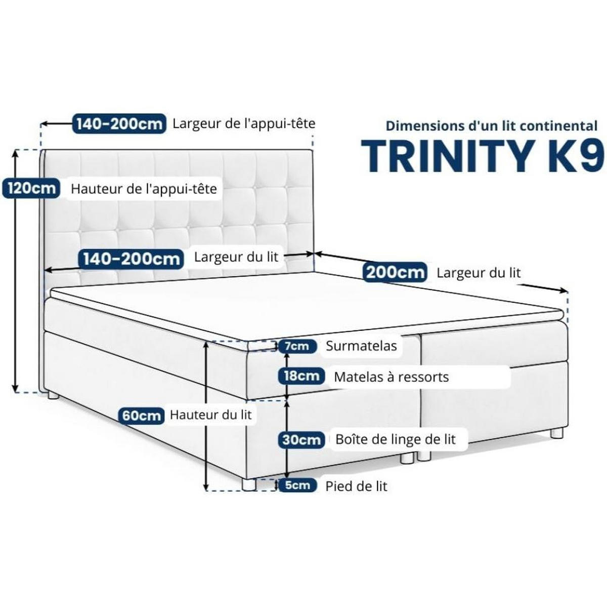 BOXBETT mit Bettkasten Trinity K9 Bonellfederkern inkl. Topper - Blau, Holz/Holzwerkstoff (180/200cm) - Best For Home