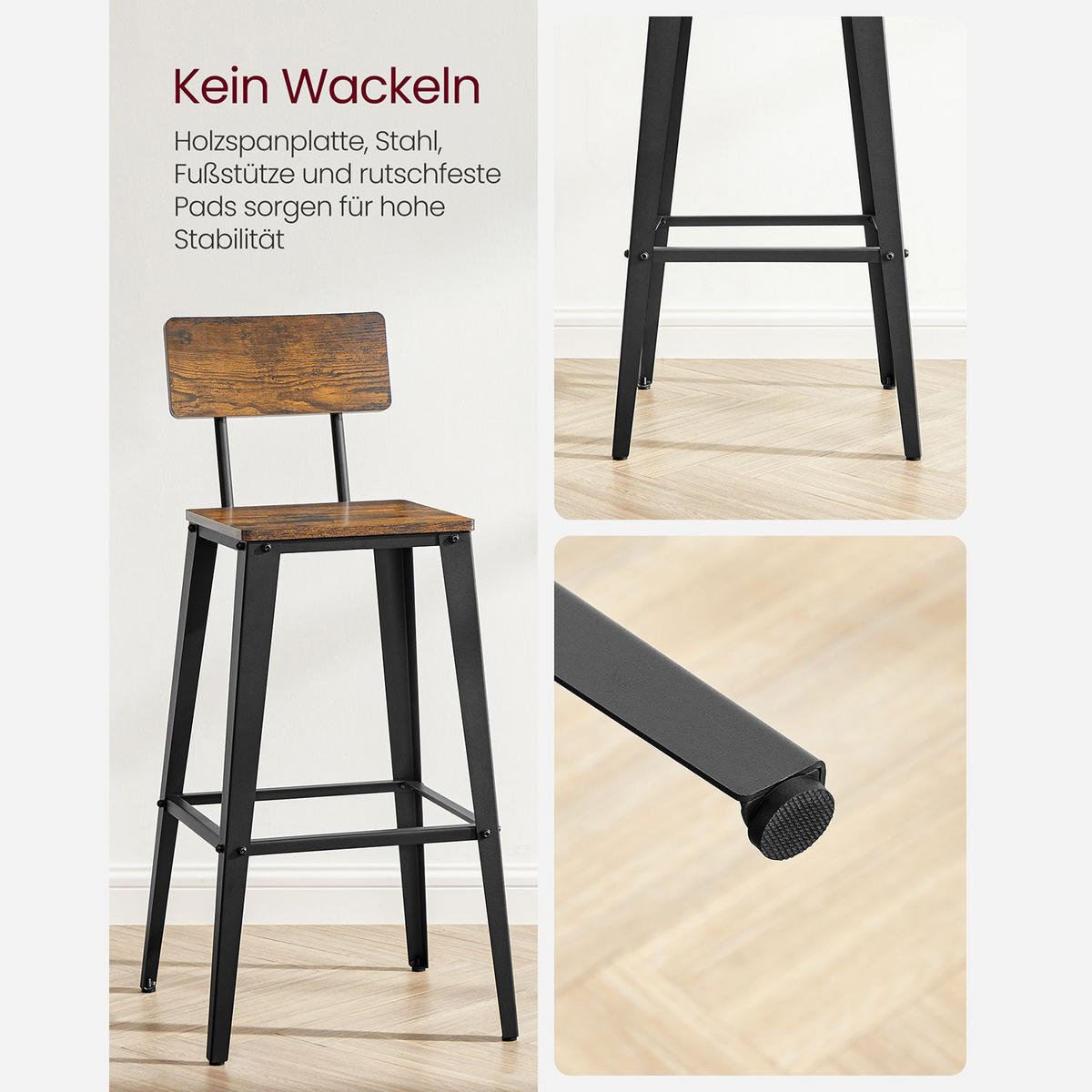 BARHOCKER BEIJING 2ER-SET - Braun, Metall (45.4/102.2/45.4cm) - Hansiro