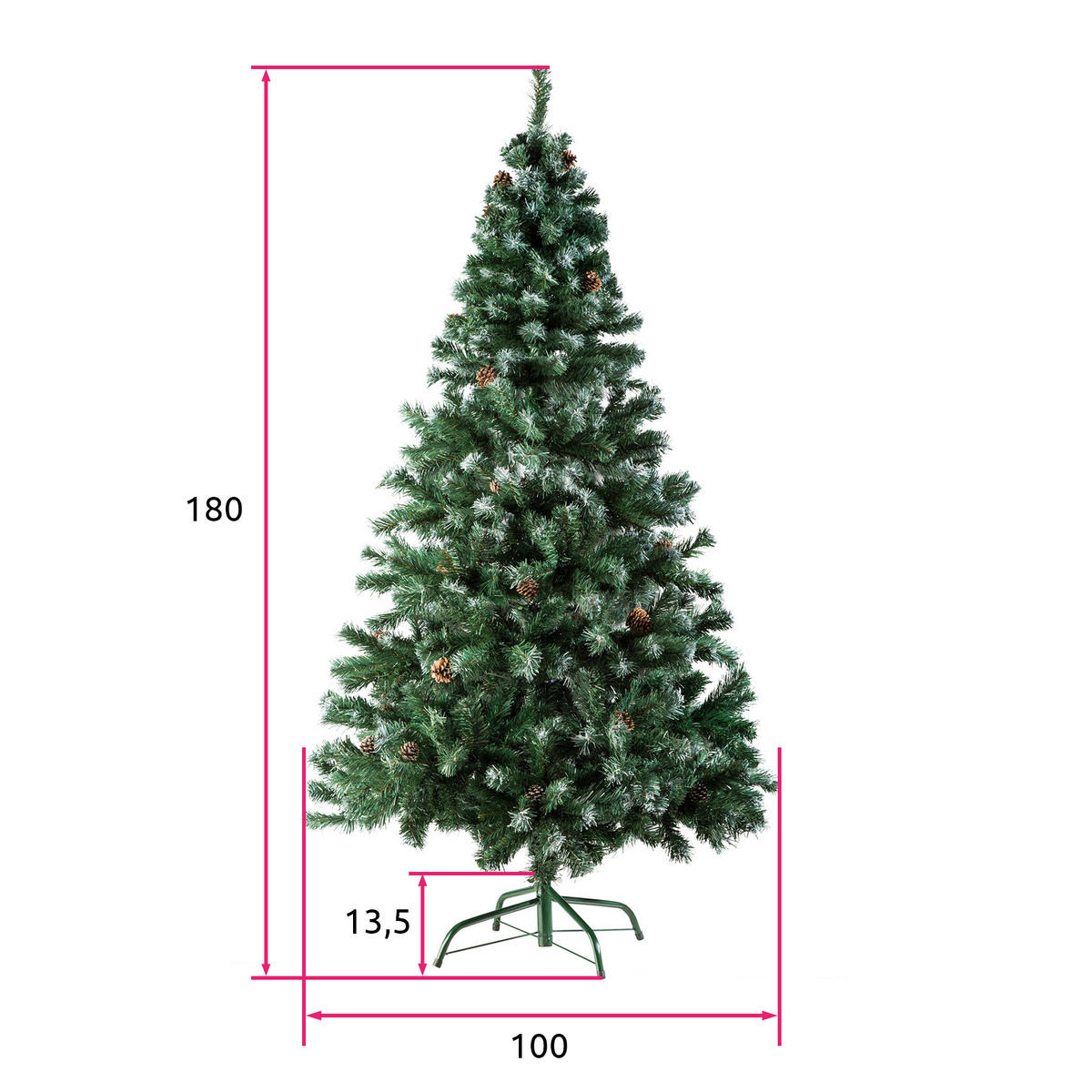 WEIHNACHTSBAUM ,inklusive Metallständer mit Kunststoffkappen,grün - Grün, Kunststoff (180cm) - tectake