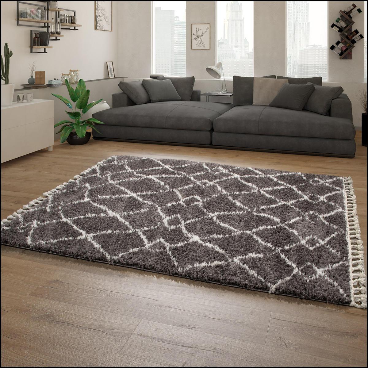 HOCHFLORTEPPICH 120/170 cm Orebro 170 - Anthrazit, Textil (120/170cm) - Paco Home