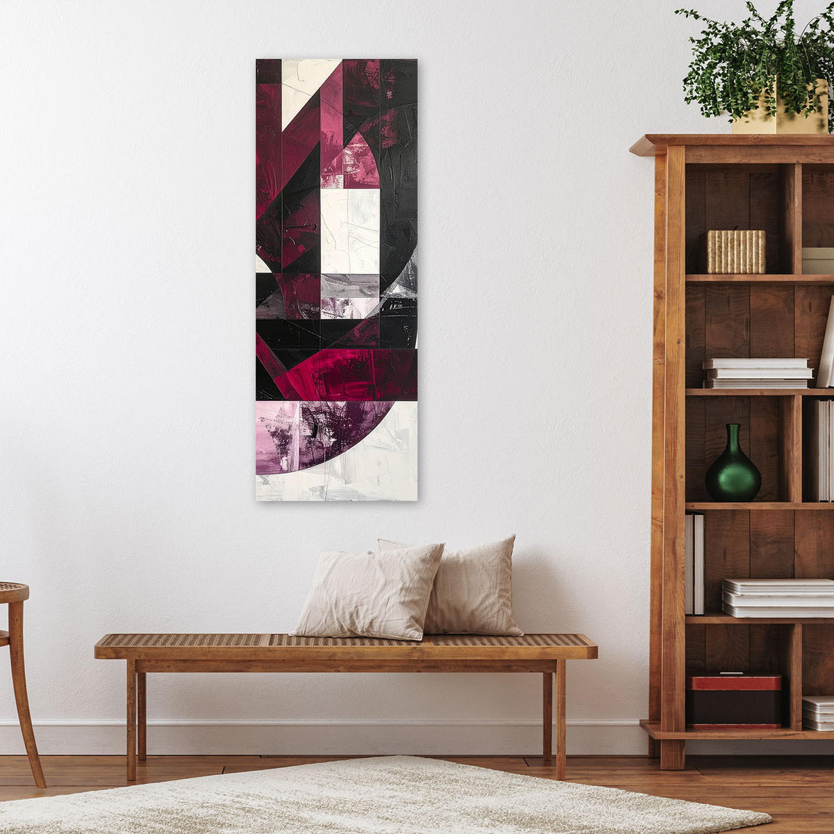 LEINWANDBILD 3D und geometrisch 50x150cm - Rot, Textil (50/150cm) - Feeby