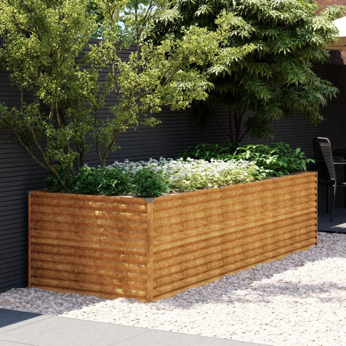 HOCHBEET aus Cortenstahl AKSEL | unten offen | 290x100x69cm - Braun, Metall (290/69/100cm) - DELUKE