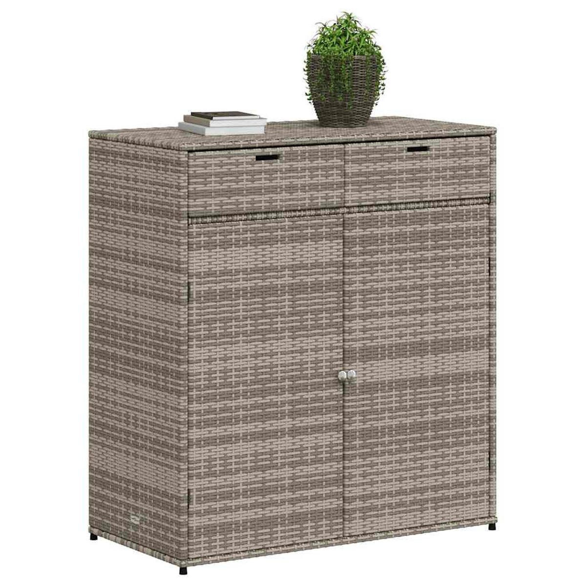 GARTENSCHRANK Grau 105/55/113 Cm Poly Rattan - Grau, Kunststoff (105/113/55cm) - vidaXL
