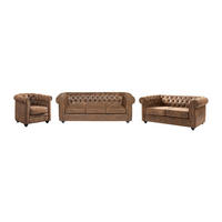COUCHGARNITUR 3+2+1 - Microfaser - Vintage-Look - CHESTERFIELD - Braun, Textil (205/72/88cm) - Vente-Unique