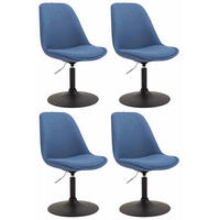 STUHL 4er Set Stoff blau - Blau/Schwarz, Textil/Metall (48/76/57cm) - CLP