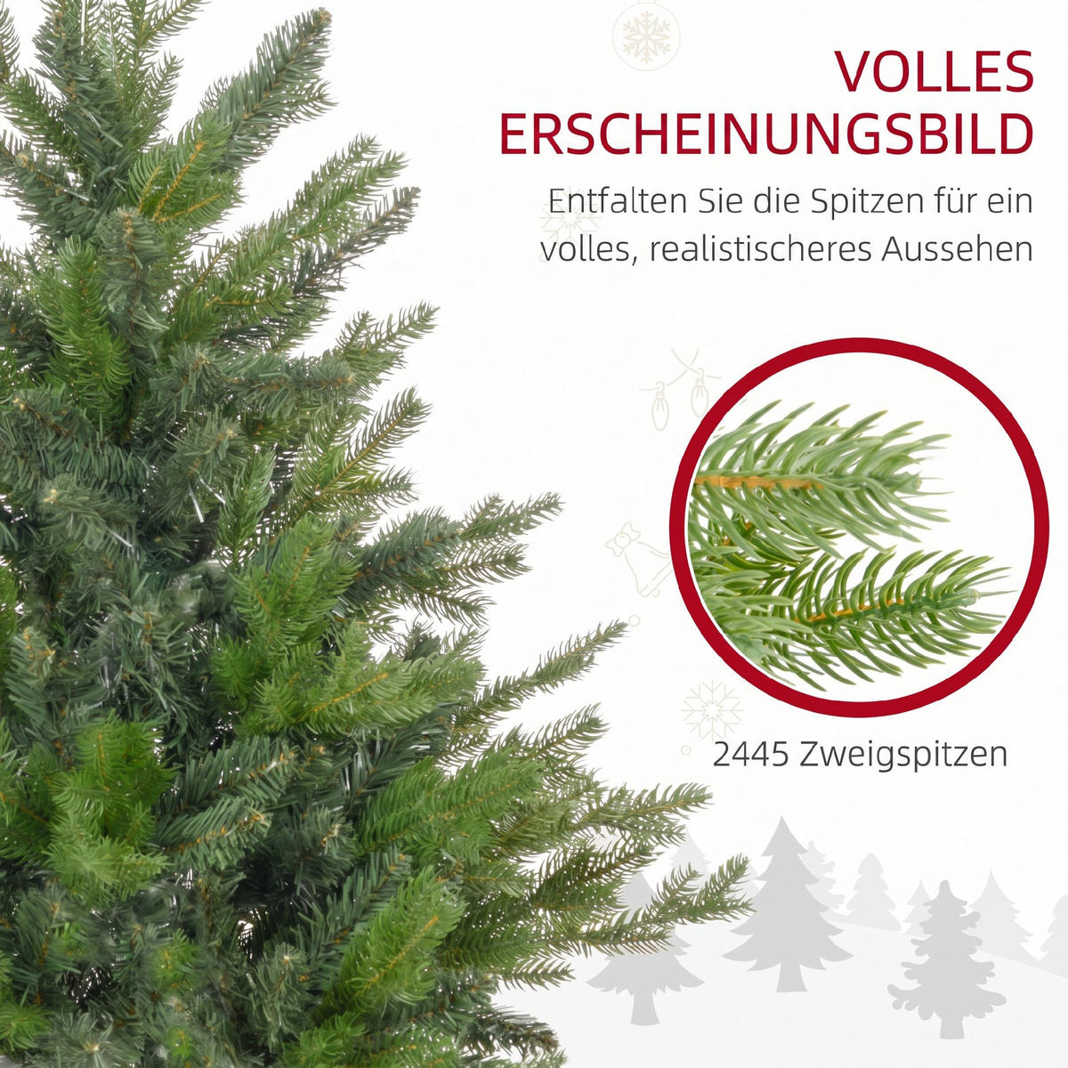 KÜNSTLICHER-WEIHNACHTSBAUM Kunststoff Metall Grün - Grün, Kunststoff (210cm) - HOMCOM