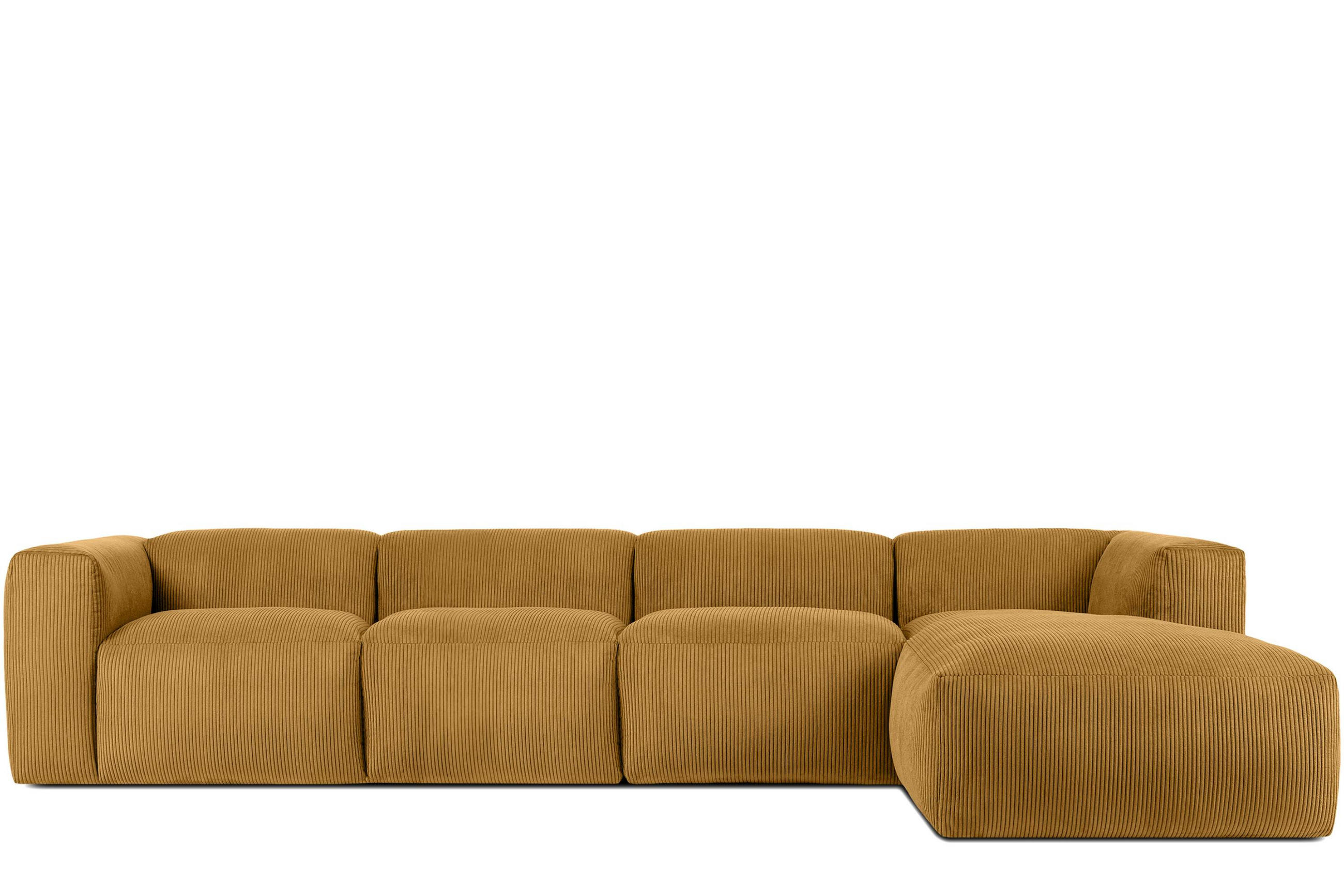 ECKMODULSOFA-RECHTS BUFFO 6-Sitzer mit extrem weicher Sitzfläche, Kordstoff, gelb - Gelb, Textil (377/180cm) - KONSIMO®