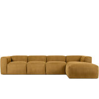 ECKMODULSOFA-RECHTS BUFFO 6-Sitzer mit extrem weicher Sitzfläche, Kordstoff, gelb - Gelb, Textil (377/180cm) - KONSIMO®