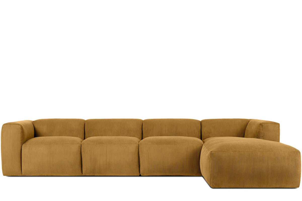 ECKMODULSOFA-RECHTS BUFFO 6-Sitzer mit extrem weicher Sitzfläche, Kordstoff, gelb - Gelb, Textil (377/180cm) - KONSIMO®