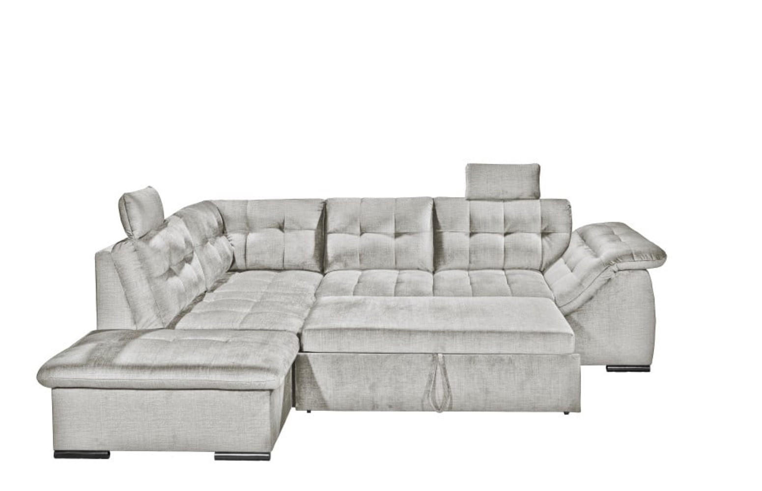 ECKSOFA mit Schlaffunktion und Bettkasten - Silberfarben, Kunststoff/Textil (283/217cm) - ed exciting design