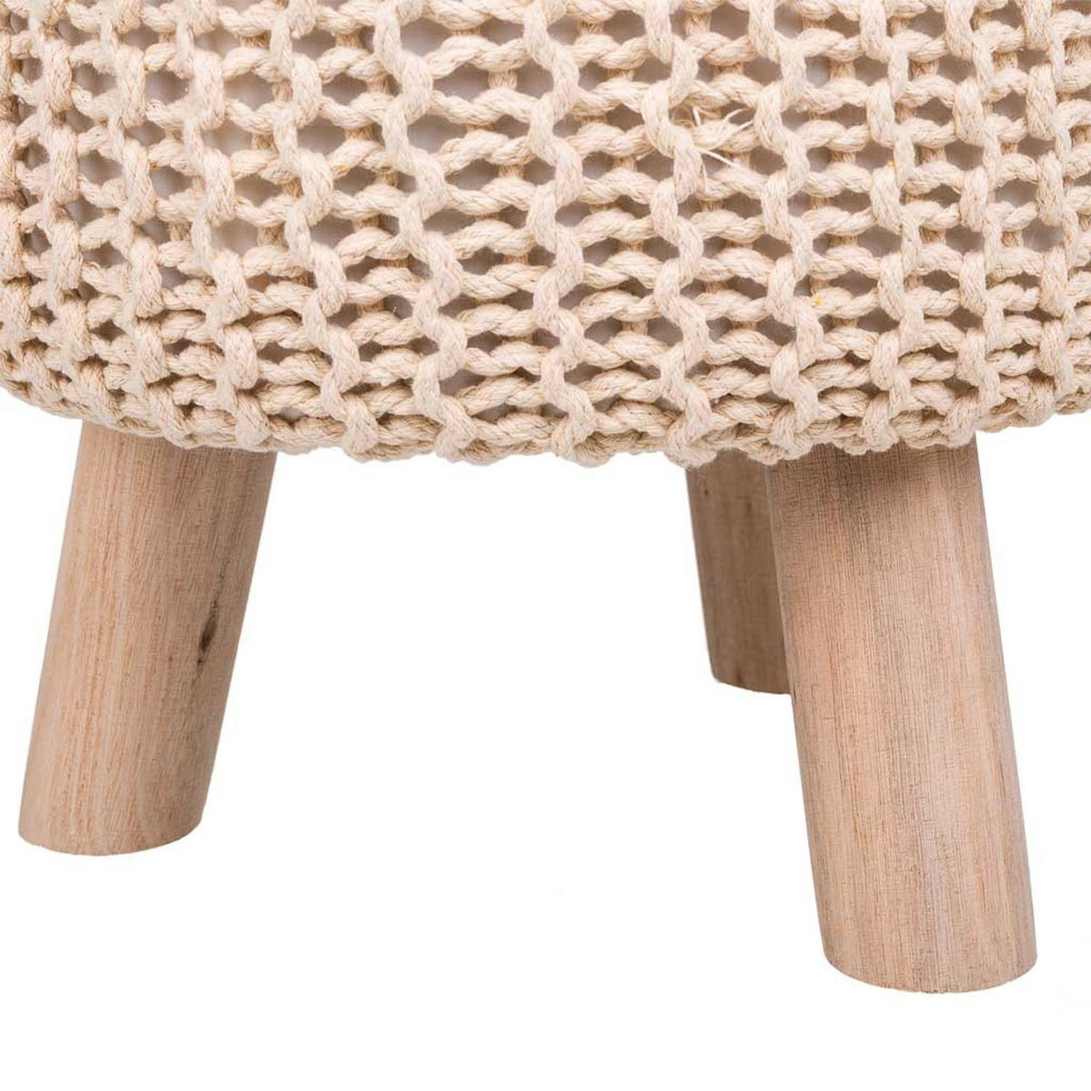 HOCKER aus Holz und Baumwolle, 32x40cm - Beige, Holzwerkstoff (32/40/32cm) - Wanderlust