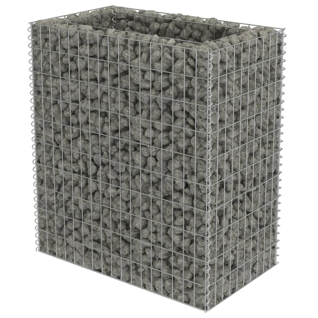 furnicato Gabionen-Hochbeet Silber 50x100x90 cm