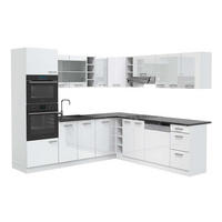 ECKKÜCHE R-Line Weiß Hochglanz/Weiß 237 x 247 cm, AP Anthrazit - Weiß Hochglanz/Weiß, Holzwerkstoff (247/81.6/60cm) - Vicco