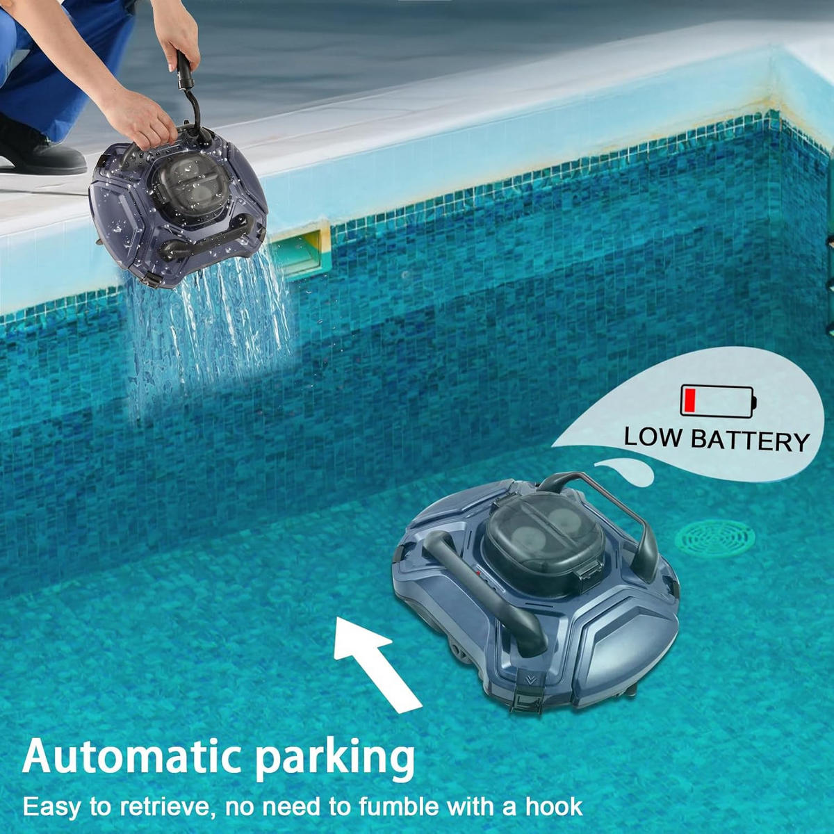POOLROBOTER, 180 Minuten Laufzeit (EU-Stecker) - Blau, Kunststoff (31/16.6/36.7cm) - Authentics