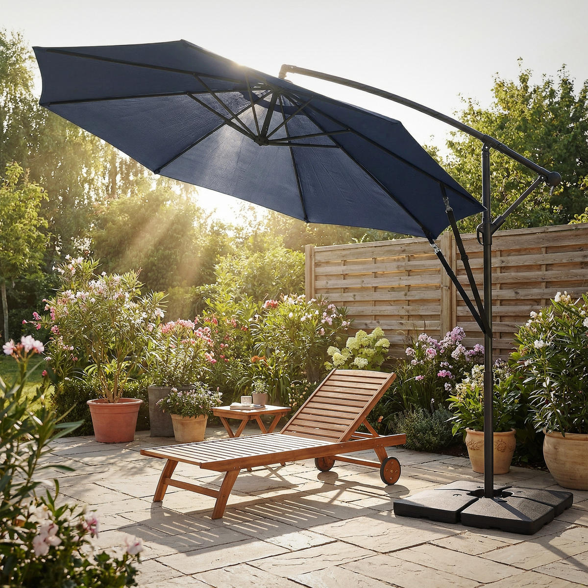 AMPELSCHIRM Ø 300 cm in Navy Blau aus Aluminium - Blau, Metall (300/300cm) - ML-DESIGN