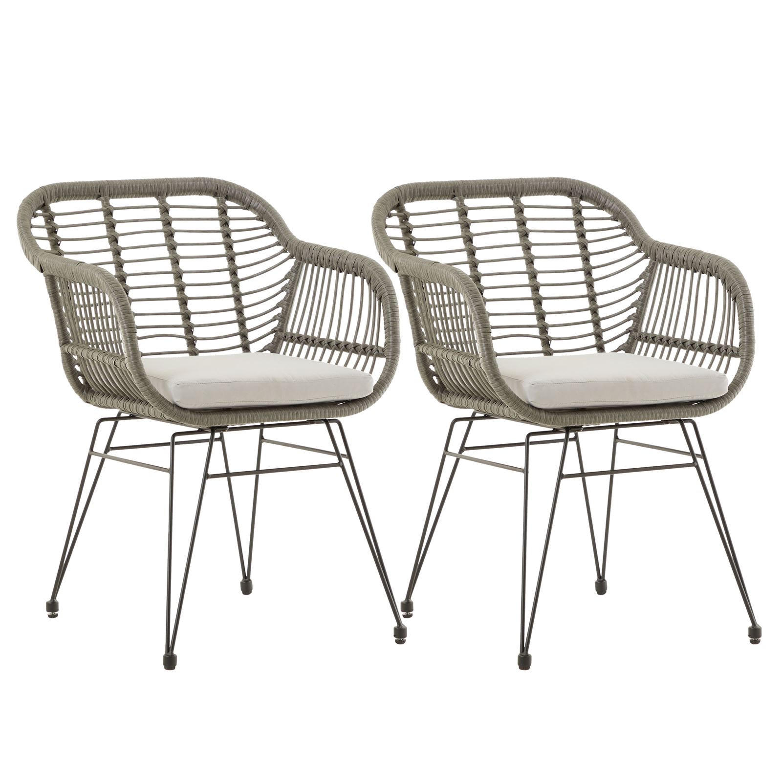 GARTENSTUHL PARAMO 2er-Set - Grau, Textil/Metall (61/82/57cm) - IDIMEX