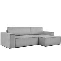 ECKSCHLAFSOFA-RECHTS NAPI in Pet Friendly Cord-Stoff, hellgrau - Hellgrau/Schwarz, Textil (262/148cm) - KONSIMO®
