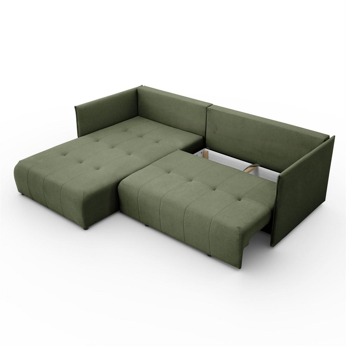 ECKSOFA APOLLO L mit Schlaffunktion und Bettkasten – linke Seite - Grün, Textil (246/188cm) - Lookway