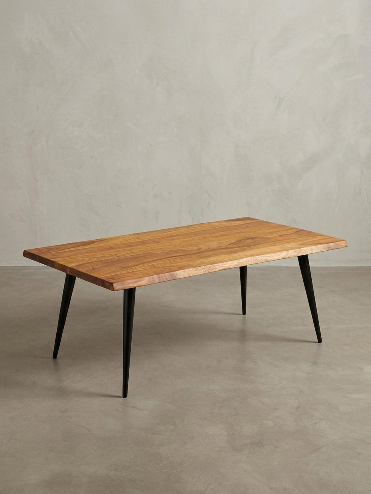 COUCHTISCH Sheesham Massivholz in Natur mit Baumkante und Metallgestell, 110x60x40 cm, Handgefertigt, Schutzlack-beschichtet - Schwarz/Braun, Holz/Metall (60/110/40cm) - KADIMA DESIGN