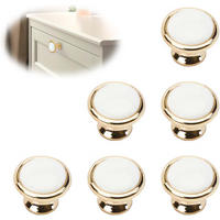 SCHRANKKNOPF Gold Weiß 6er-Set - Weiß, Metall (0.17/3/0.3cm)